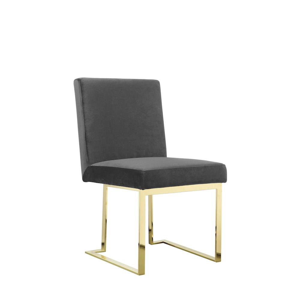 Gold Dexter Side Chair Velvet Gray (Set Of 2). Picture 1