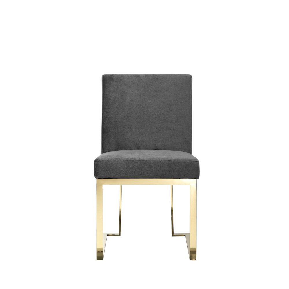 Gold Dexter Side Chair Velvet Gray (Set Of 2). Picture 2