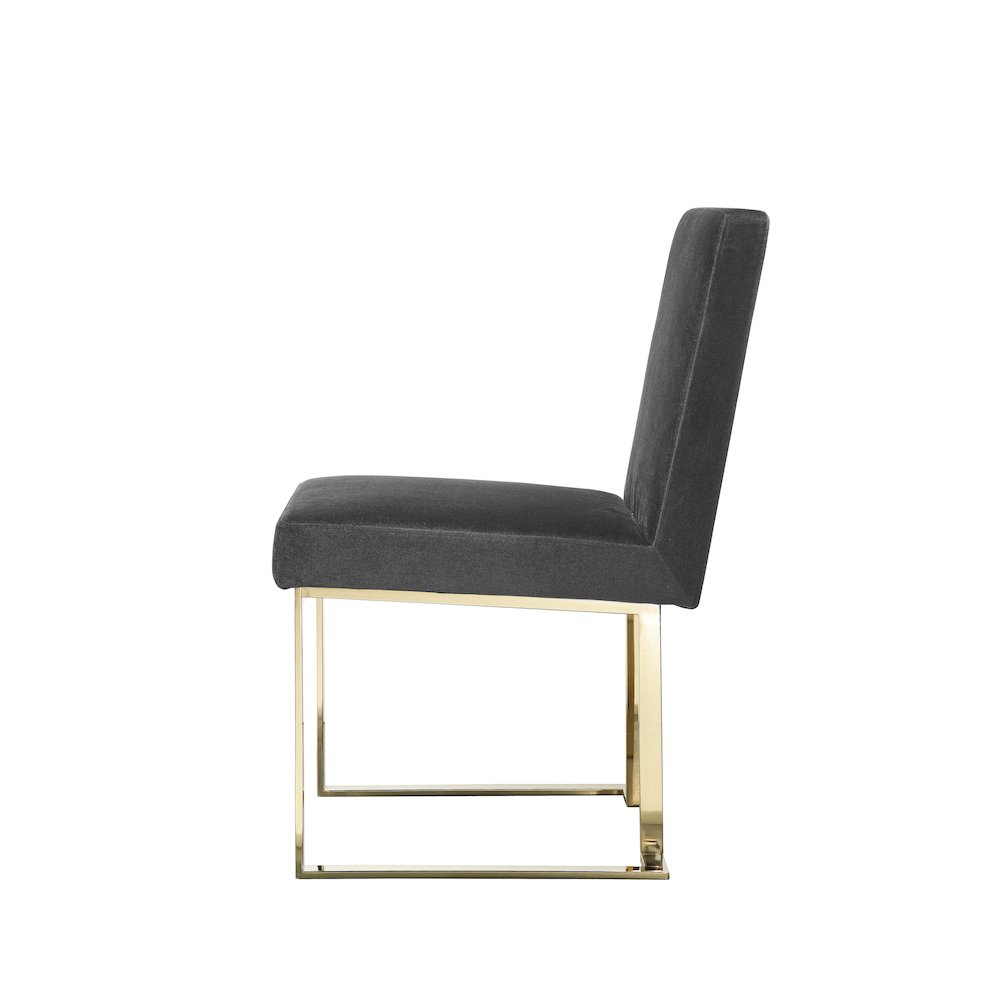 Gold Dexter Side Chair Velvet Gray (Set Of 2). Picture 3
