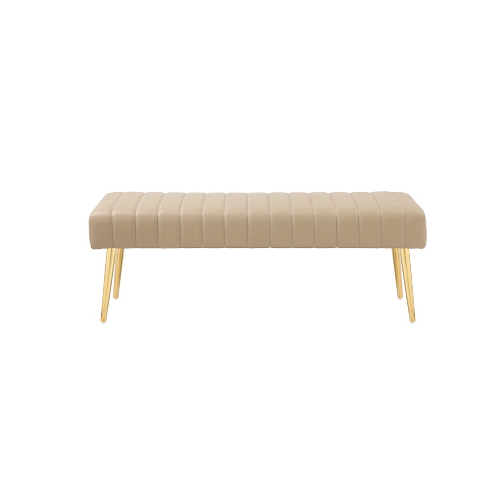 Gold Hilda Bench Faux Leather Sand. Picture 2