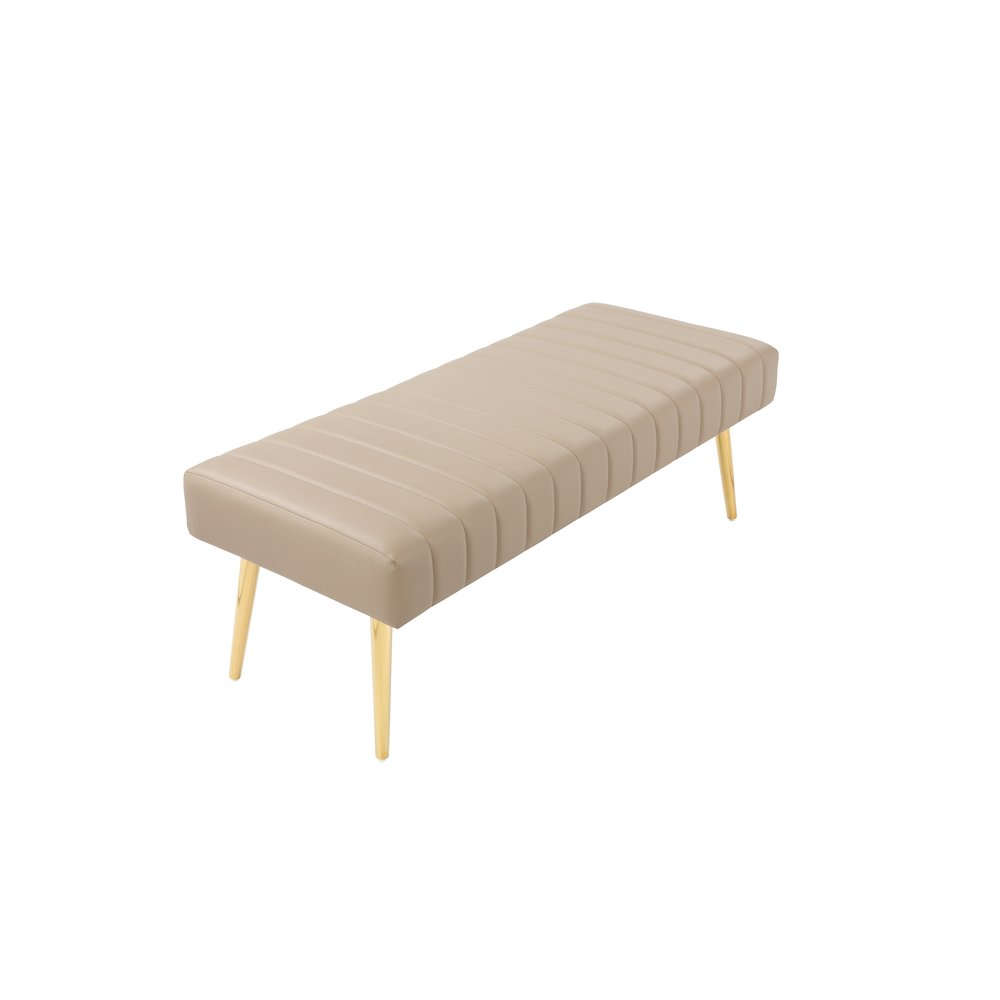 Gold Hilda Bench Faux Leather Sand. Picture 3