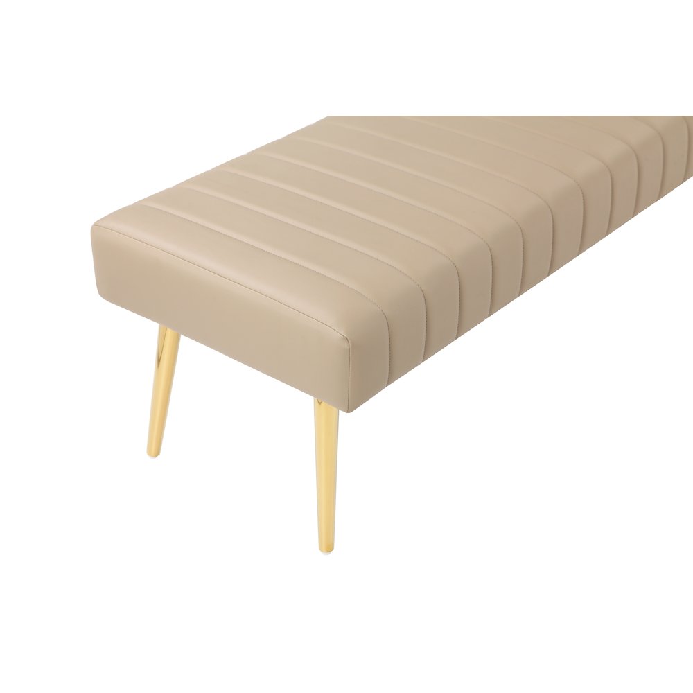 Gold Hilda Bench Faux Leather Sand. Picture 4
