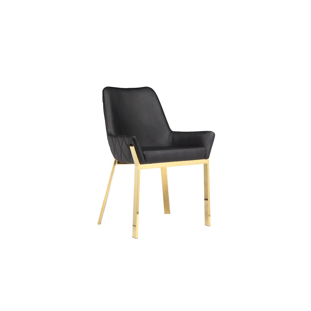 Hudson Diamond Tufted Chair Gold/Black Faux Leather - Set Of 2. Picture 4