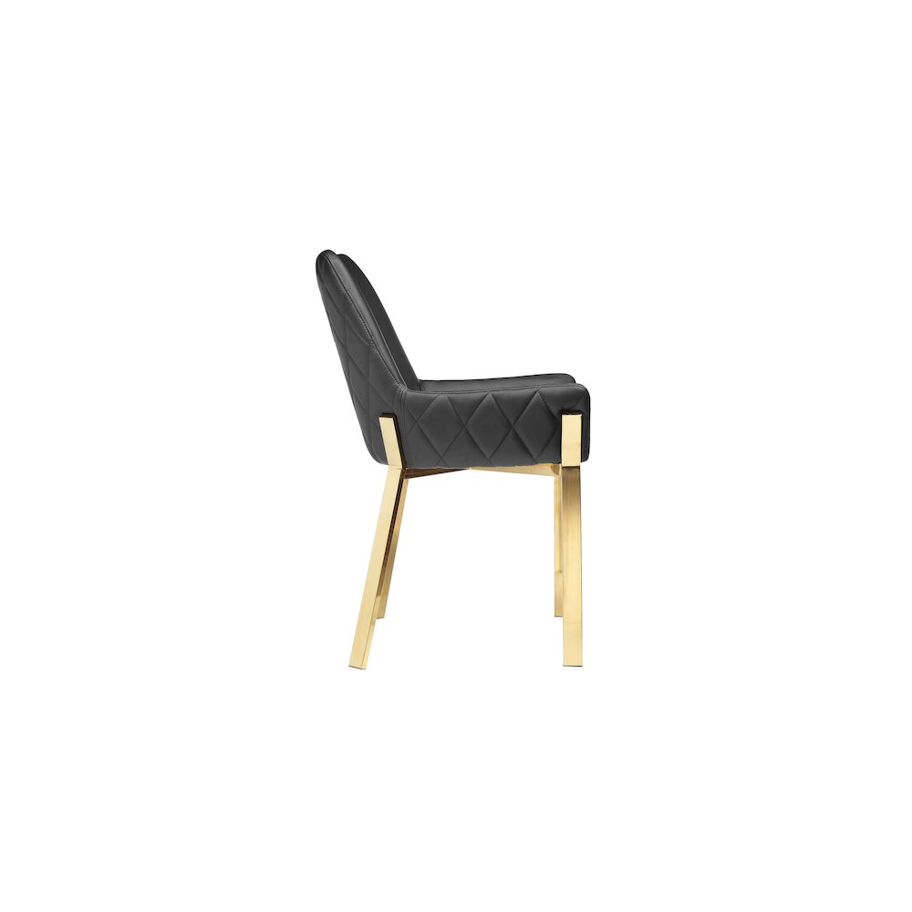 Hudson Diamond Tufted Chair Gold/Black Faux Leather - Set Of 2. Picture 6