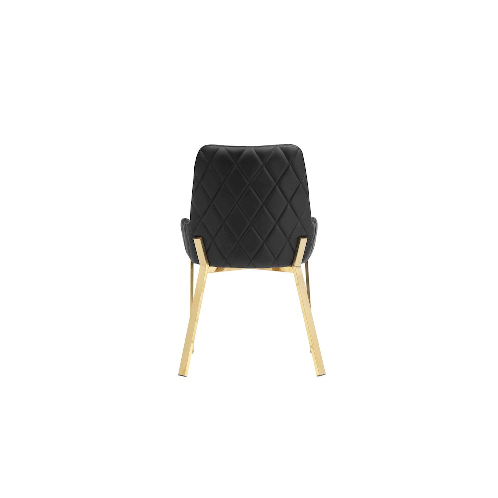 Hudson Diamond Tufted Chair Gold/Black Faux Leather - Set Of 2. Picture 7