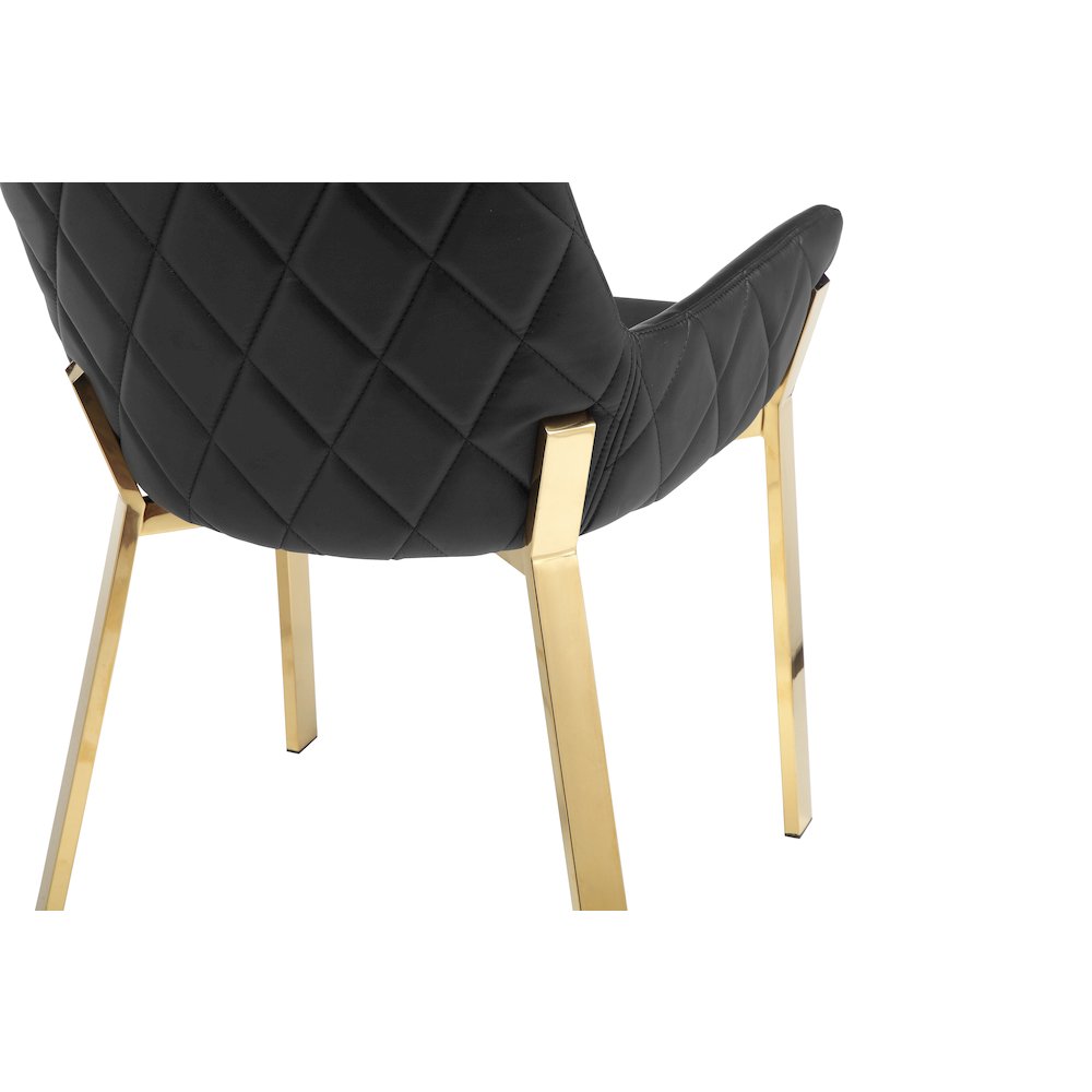 Hudson Diamond Tufted Chair Gold/Black Faux Leather - Set Of 2. Picture 8