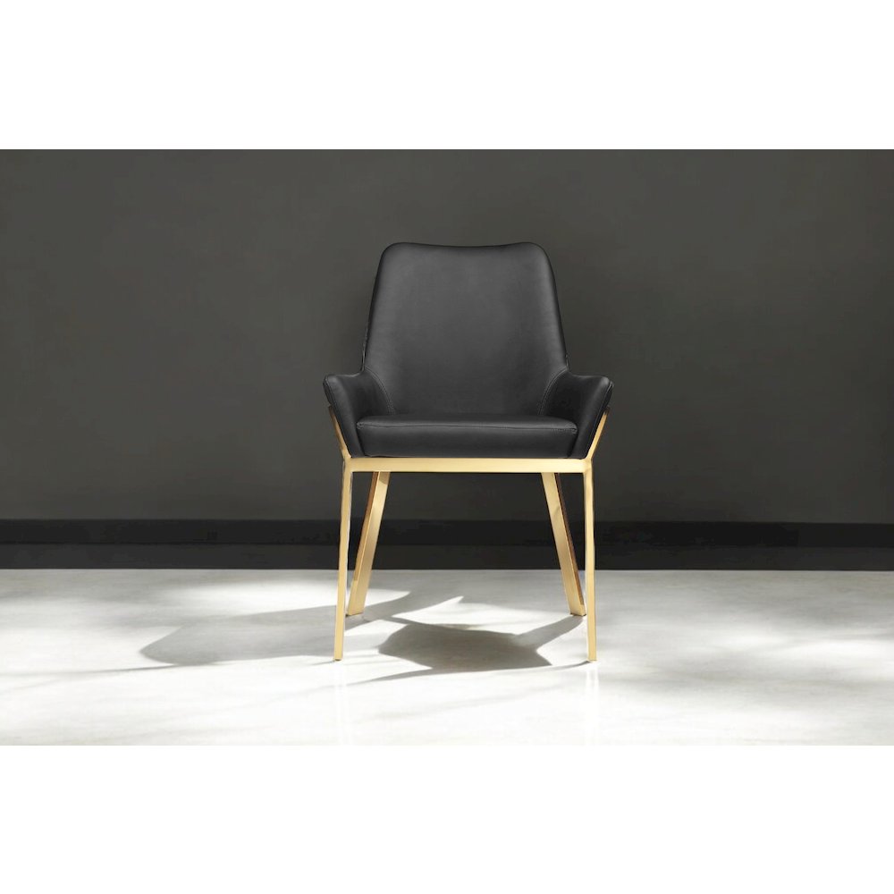 Hudson Diamond Tufted Chair Gold/Black Faux Leather - Set Of 2. Picture 9