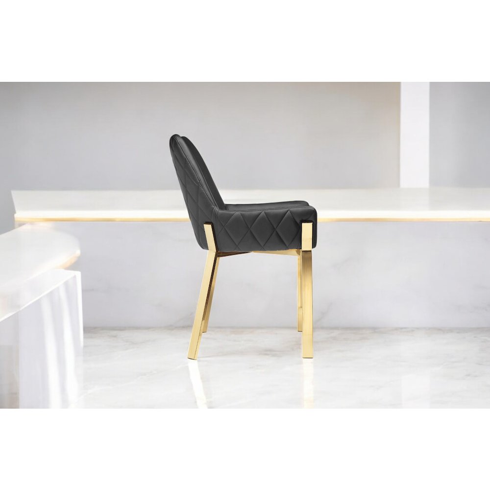 Hudson Diamond Tufted Chair Gold/Black Faux Leather - Set Of 2. Picture 10