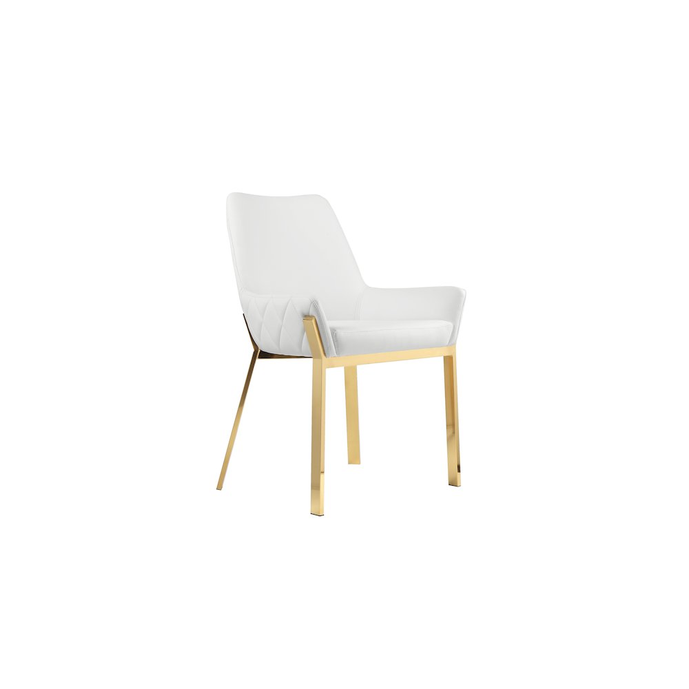 Hudson Diamond Tufted Chair Gold/White Faux Leather - Set Of 2. Picture 3