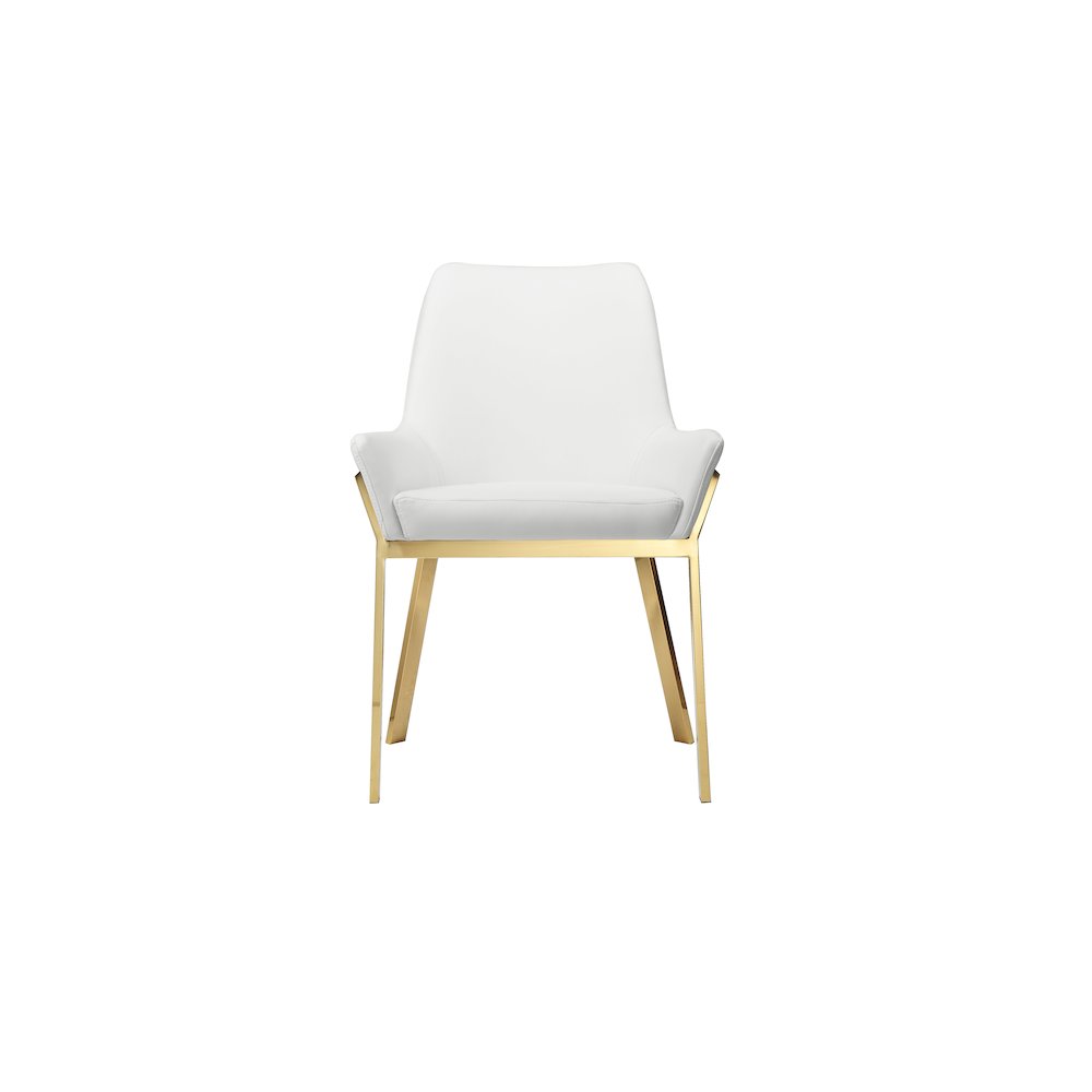 Hudson Diamond Tufted Chair Gold/White Faux Leather - Set Of 2. Picture 4