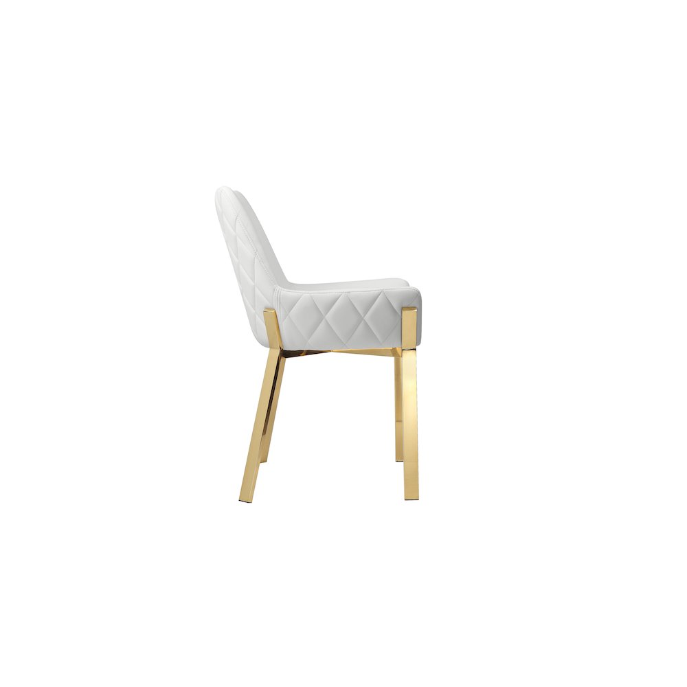 Hudson Diamond Tufted Chair Gold/White Faux Leather - Set Of 2. Picture 5