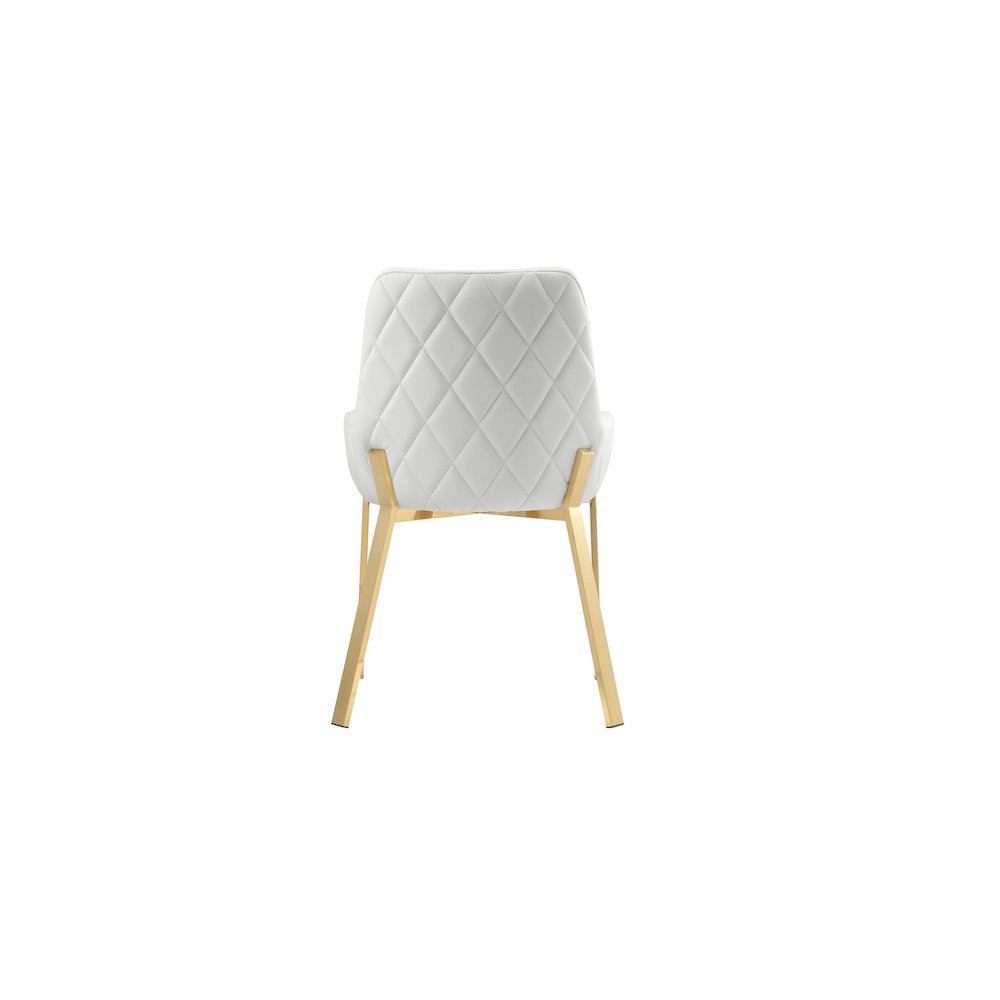 Hudson Diamond Tufted Chair Gold/White Faux Leather - Set Of 2. Picture 6