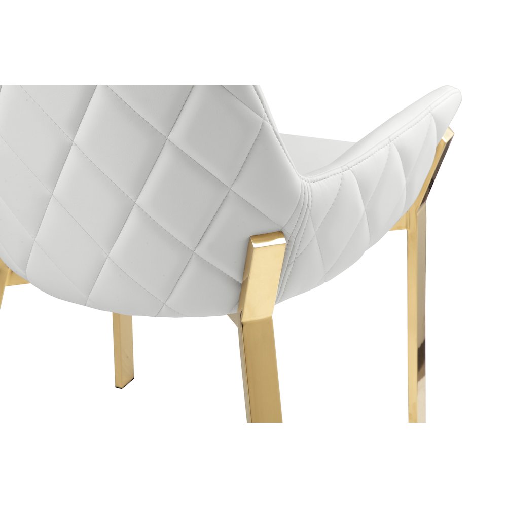 Hudson Diamond Tufted Chair Gold/White Faux Leather - Set Of 2. Picture 7