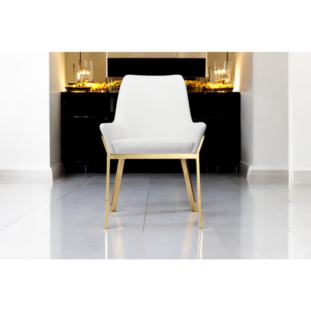 Hudson Diamond Tufted Chair Gold/White Faux Leather - Set Of 2. Picture 9