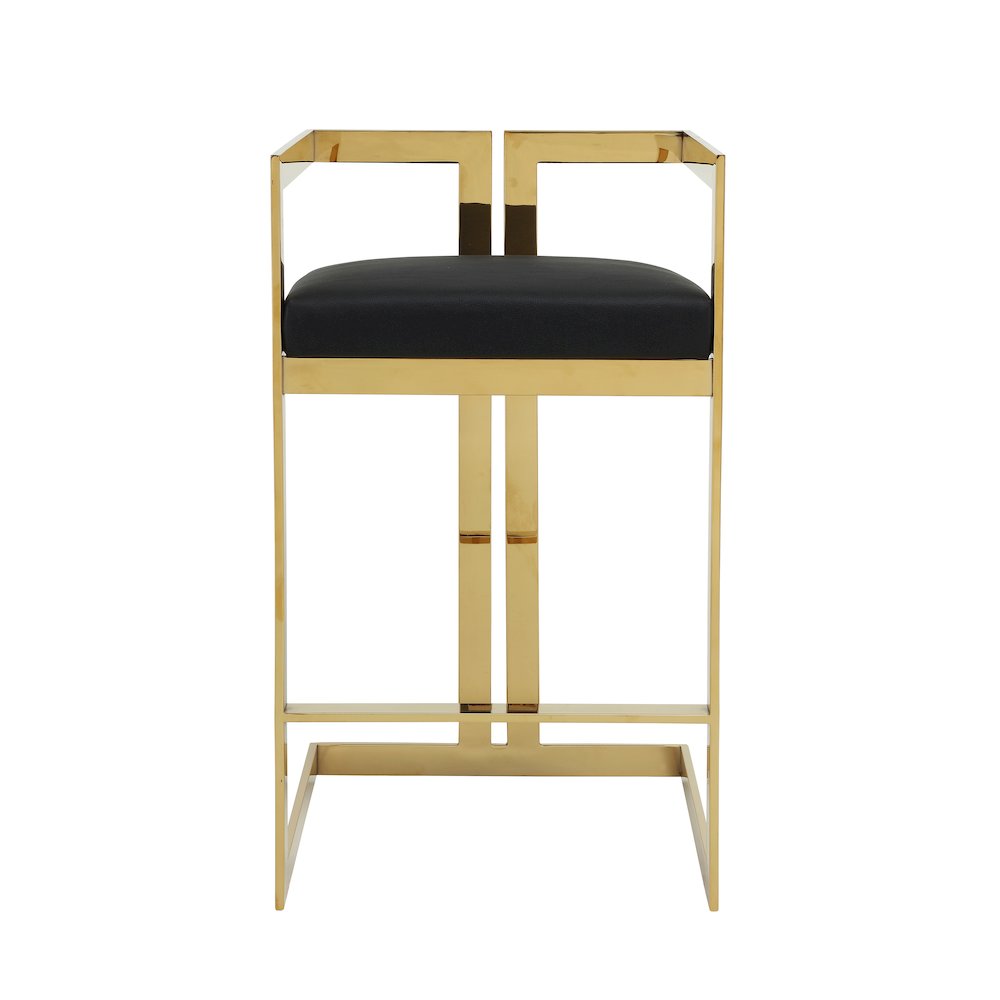 Kenzie Bar Stool Gold/Black Faux Leather. Picture 2