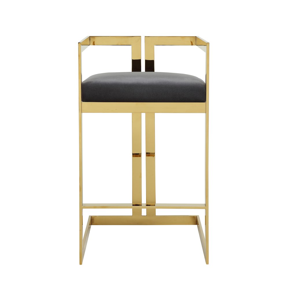 Kenzie Bar Stool Gold/Gray Velvet. Picture 2