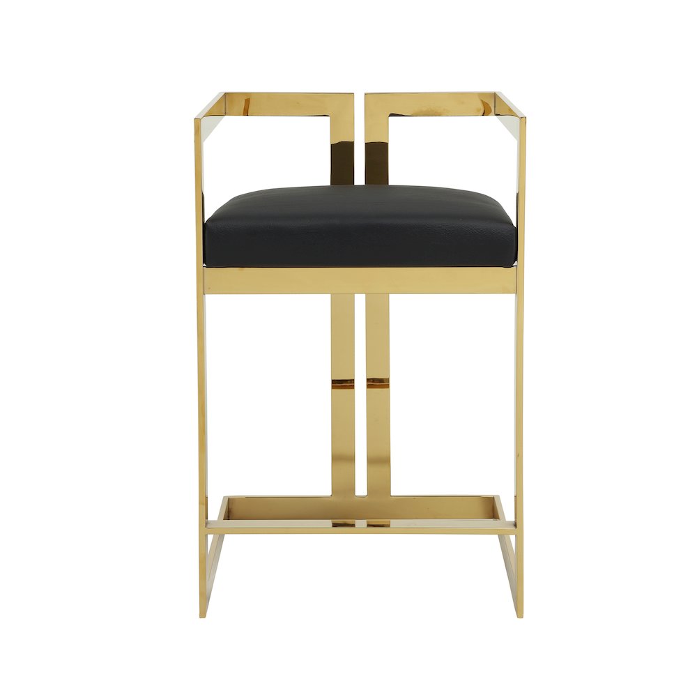 Kenzie Counter Stool Gold/Black Faux Leather. Picture 2