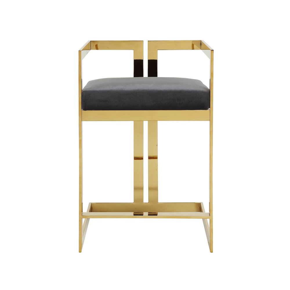 Kenzie Counter Stool Gold/Gray Velvet. Picture 2