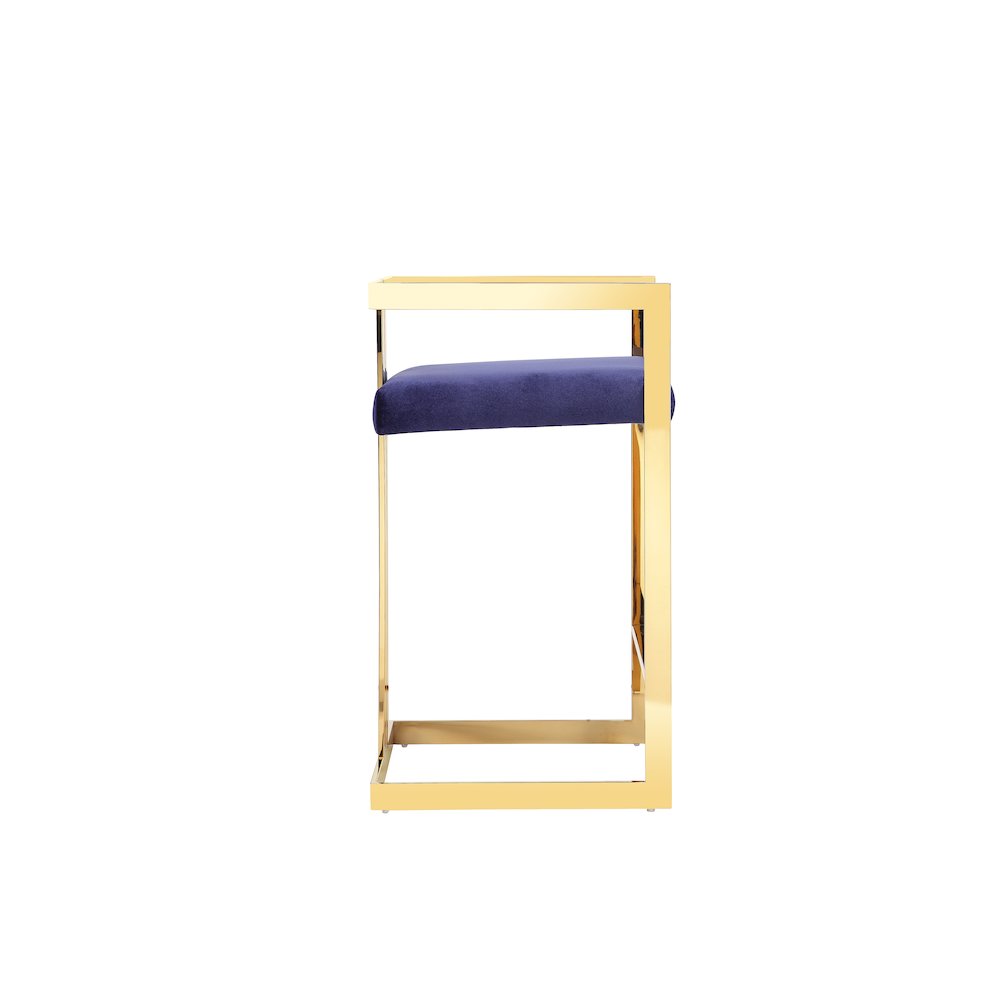 Kenzie Counter Stool Gold/Navy Velvet. Picture 3