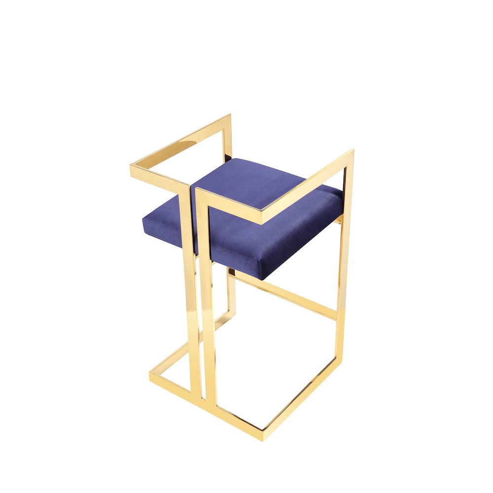 Kenzie Counter Stool Gold/Navy Velvet. Picture 4