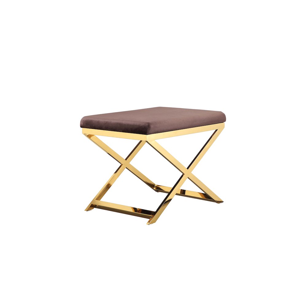 Gold Lexi Stool Velvet Chocolate. Picture 1
