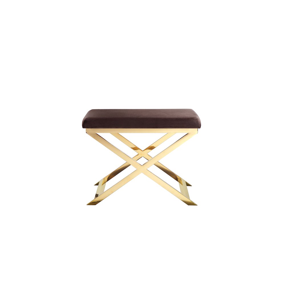Gold Lexi Stool Velvet Chocolate. Picture 2