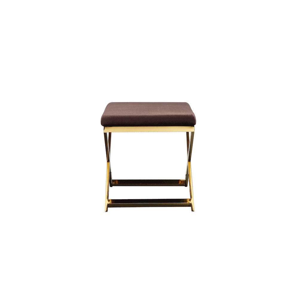 Gold Lexi Stool Velvet Chocolate. Picture 3