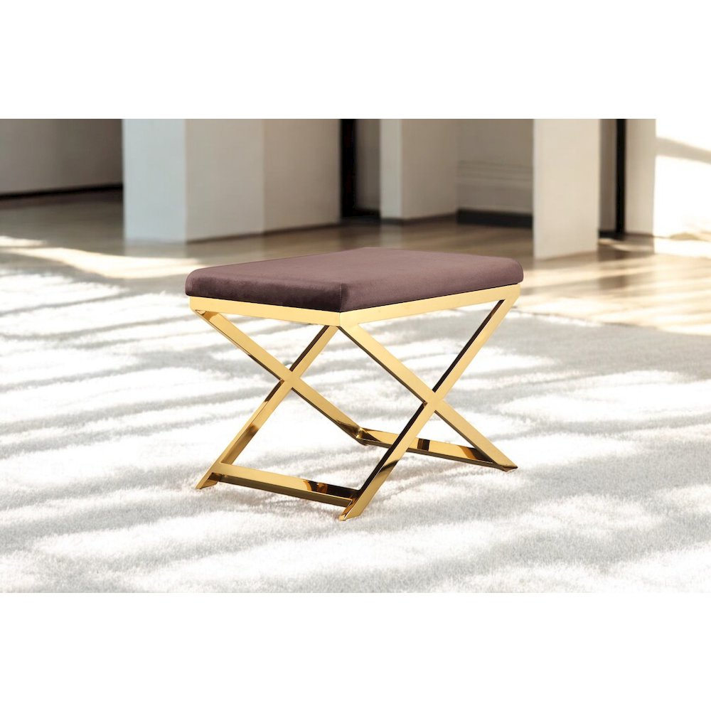 Gold Lexi Stool Velvet Chocolate. Picture 5