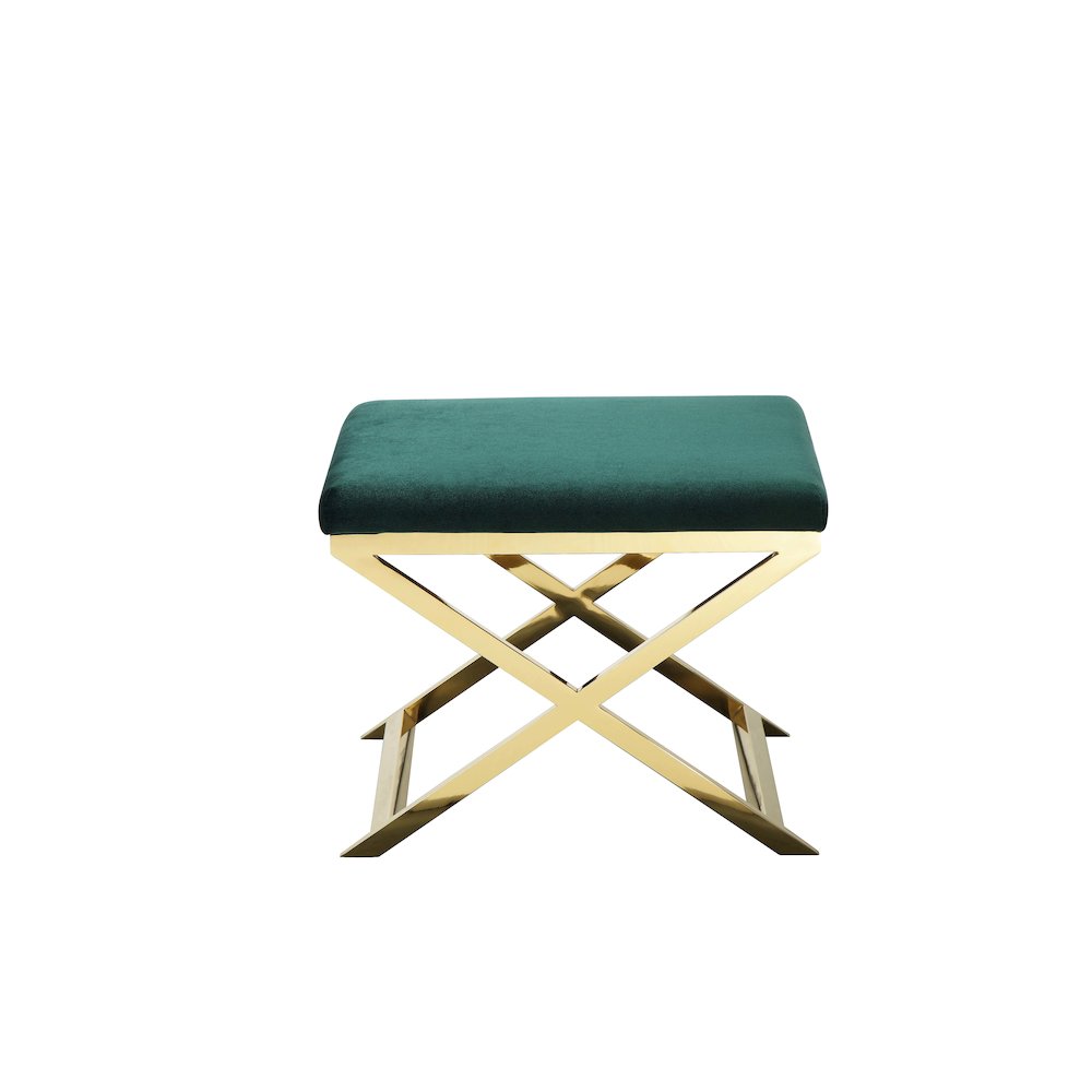 Gold Lexi Stool Velvet Green. Picture 1