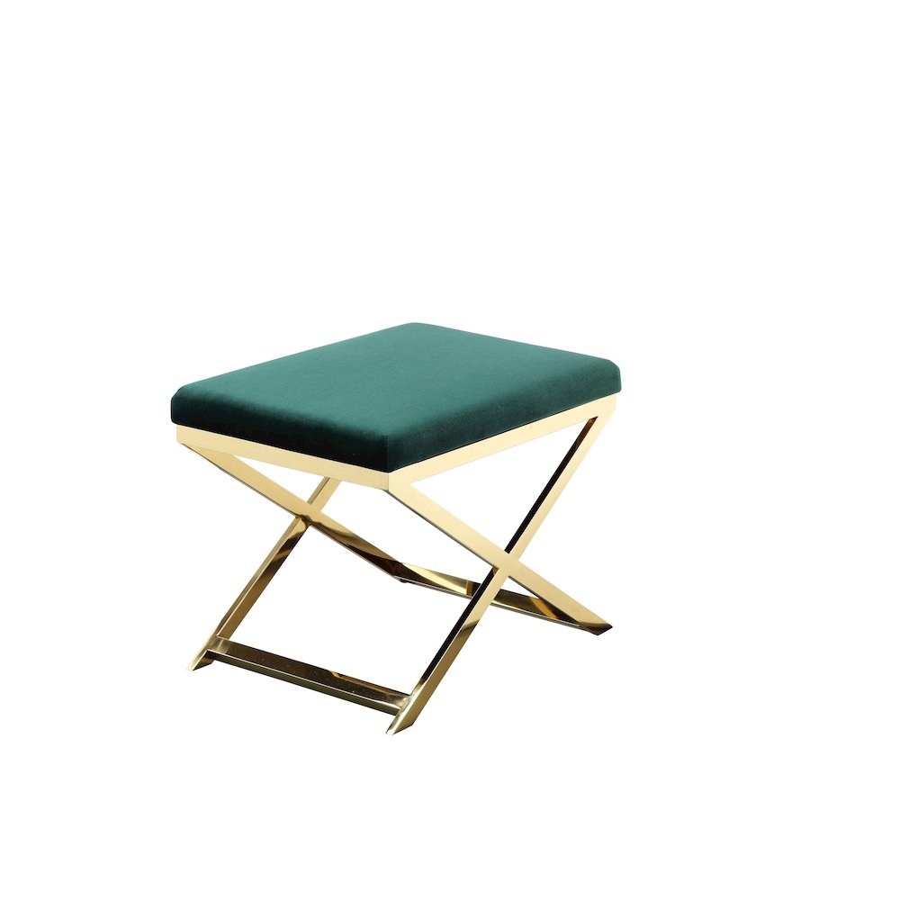 Gold Lexi Stool Velvet Green. Picture 2