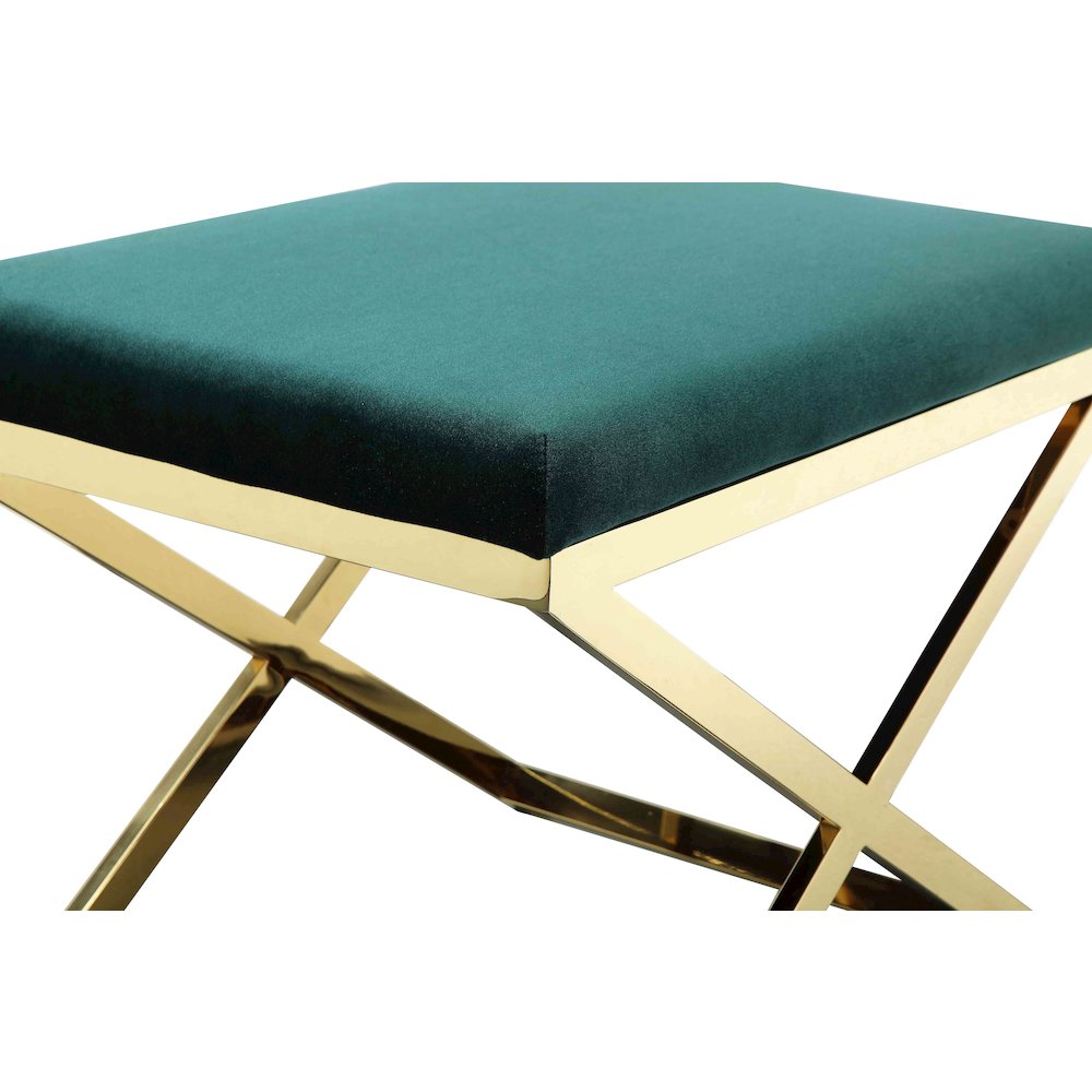 Gold Lexi Stool Velvet Green. Picture 3