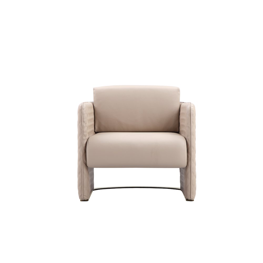 Lusso Gold Lounge Chair Sand Faux Leather. Picture 1