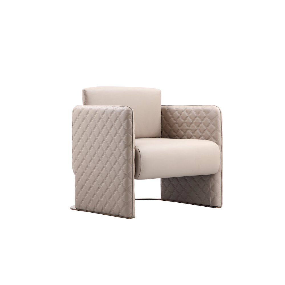 Lusso Gold Lounge Chair Sand Faux Leather. Picture 2