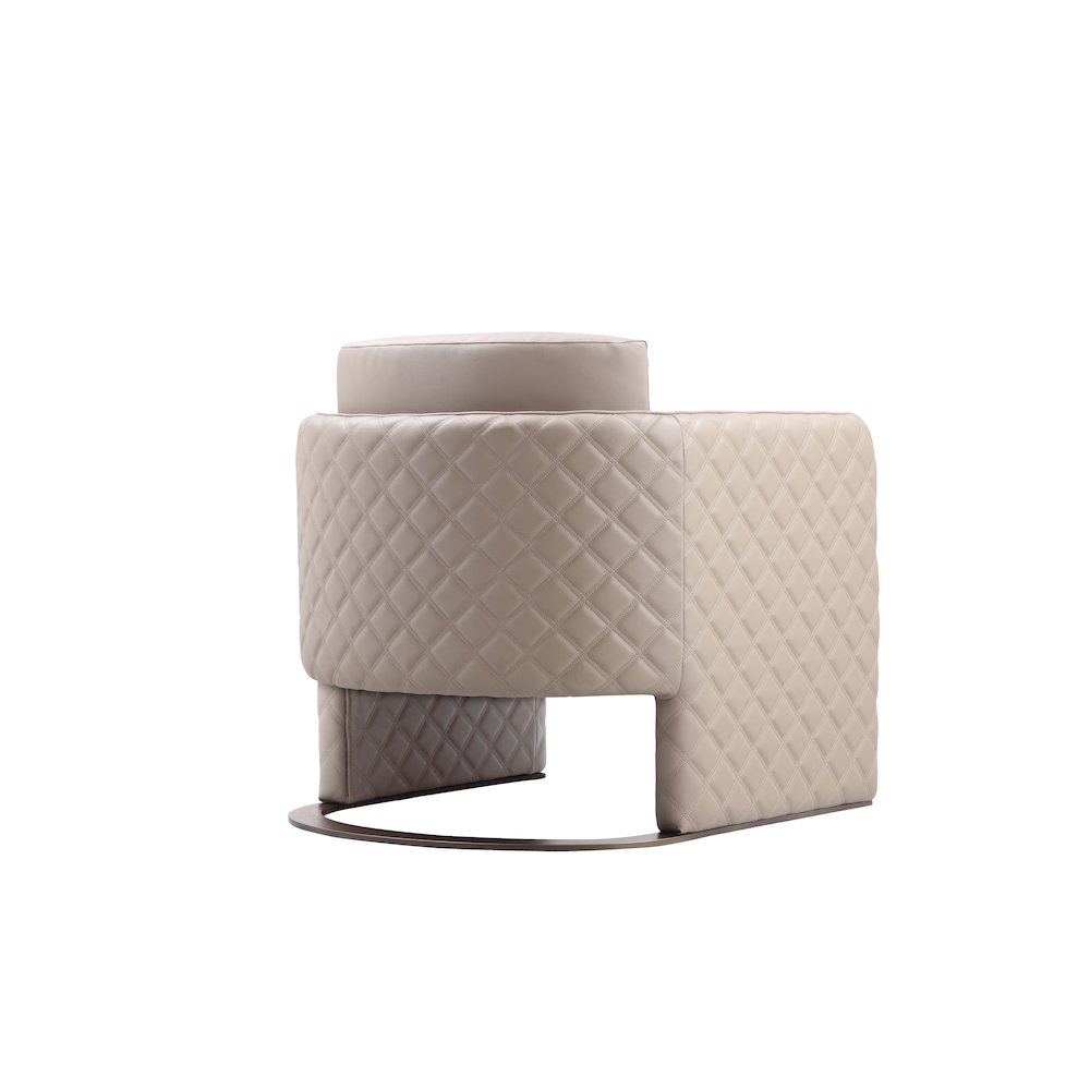 Lusso Gold Lounge Chair Sand Faux Leather. Picture 4