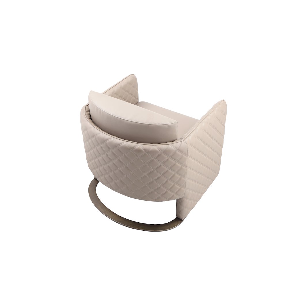 Lusso Gold Lounge Chair Sand Faux Leather. Picture 5