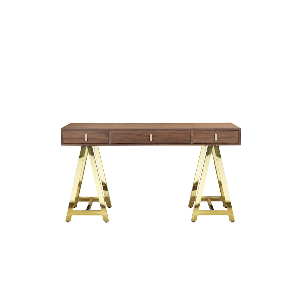 Gold Riley Desk Walnut. Picture 1