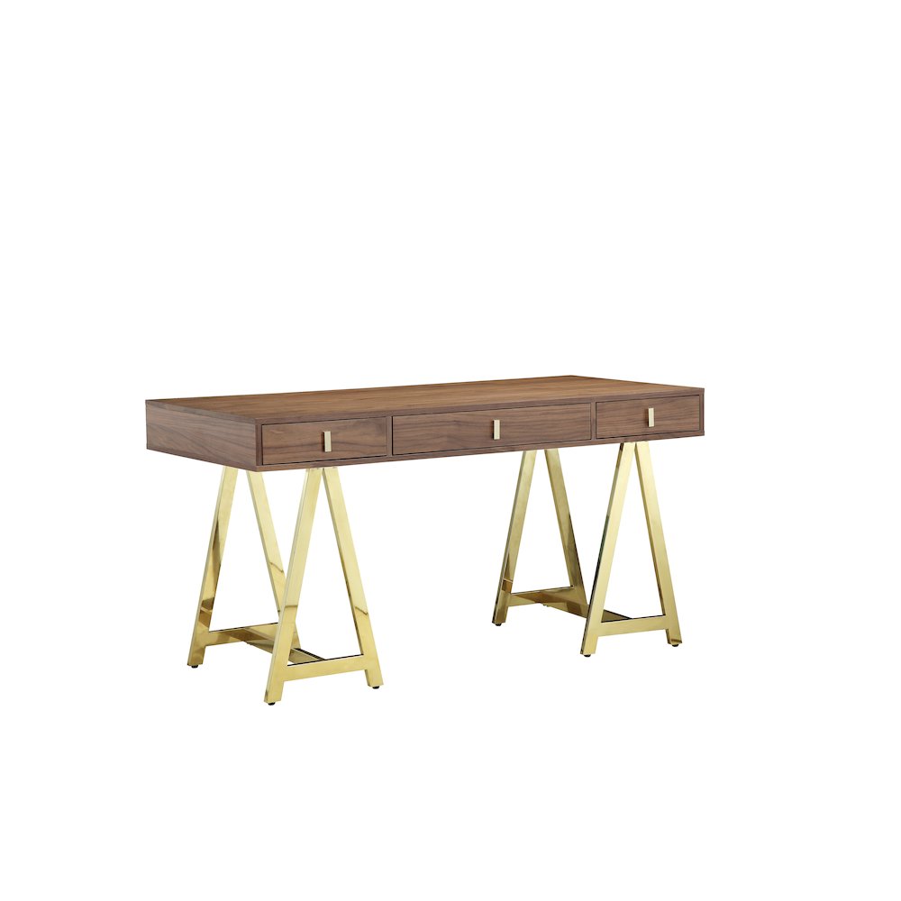 Gold Riley Desk Walnut. Picture 2