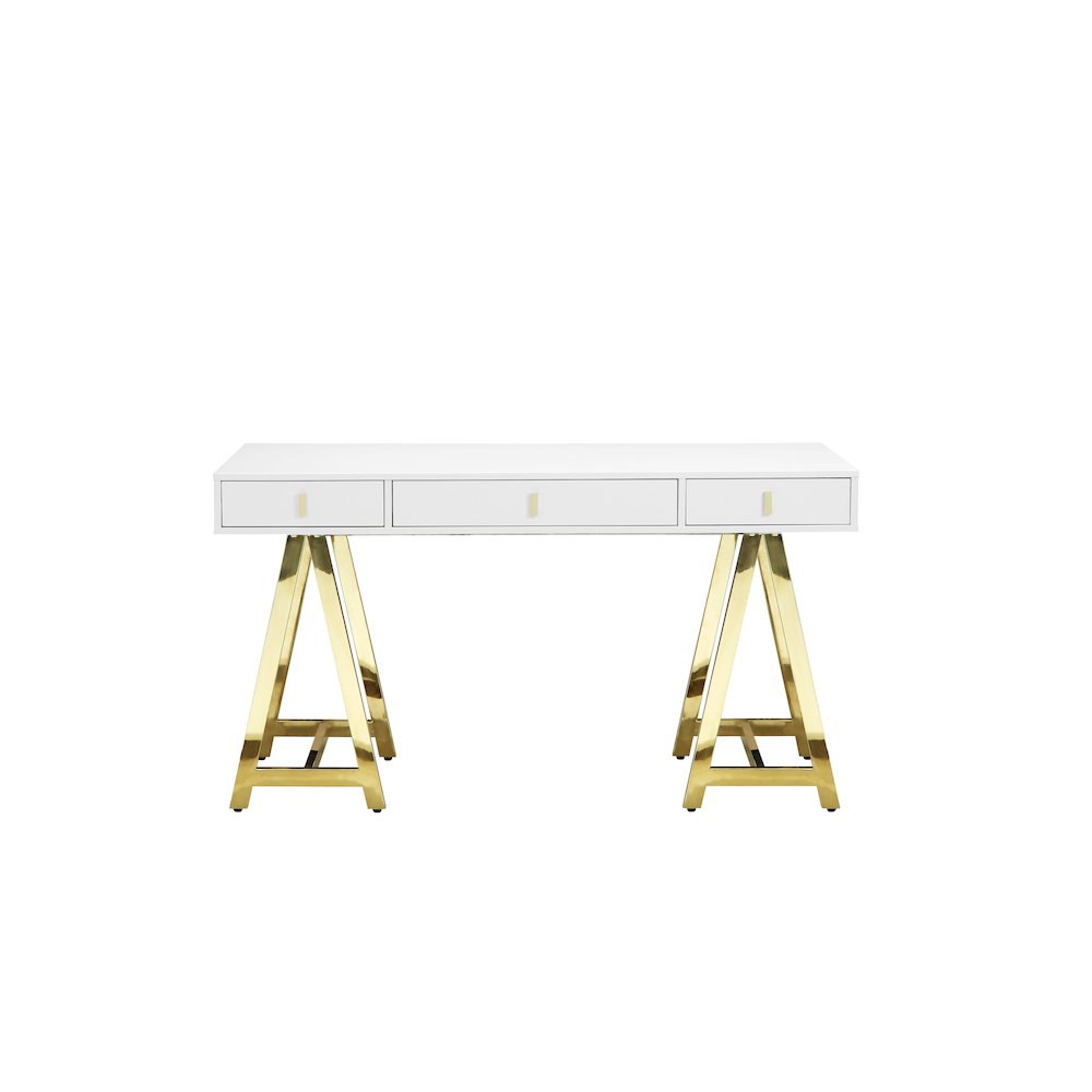 Gold Riley Desk White. Picture 1