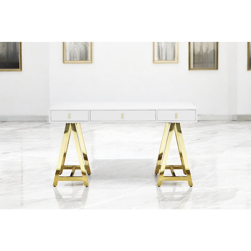 Gold Riley Desk White. Picture 5