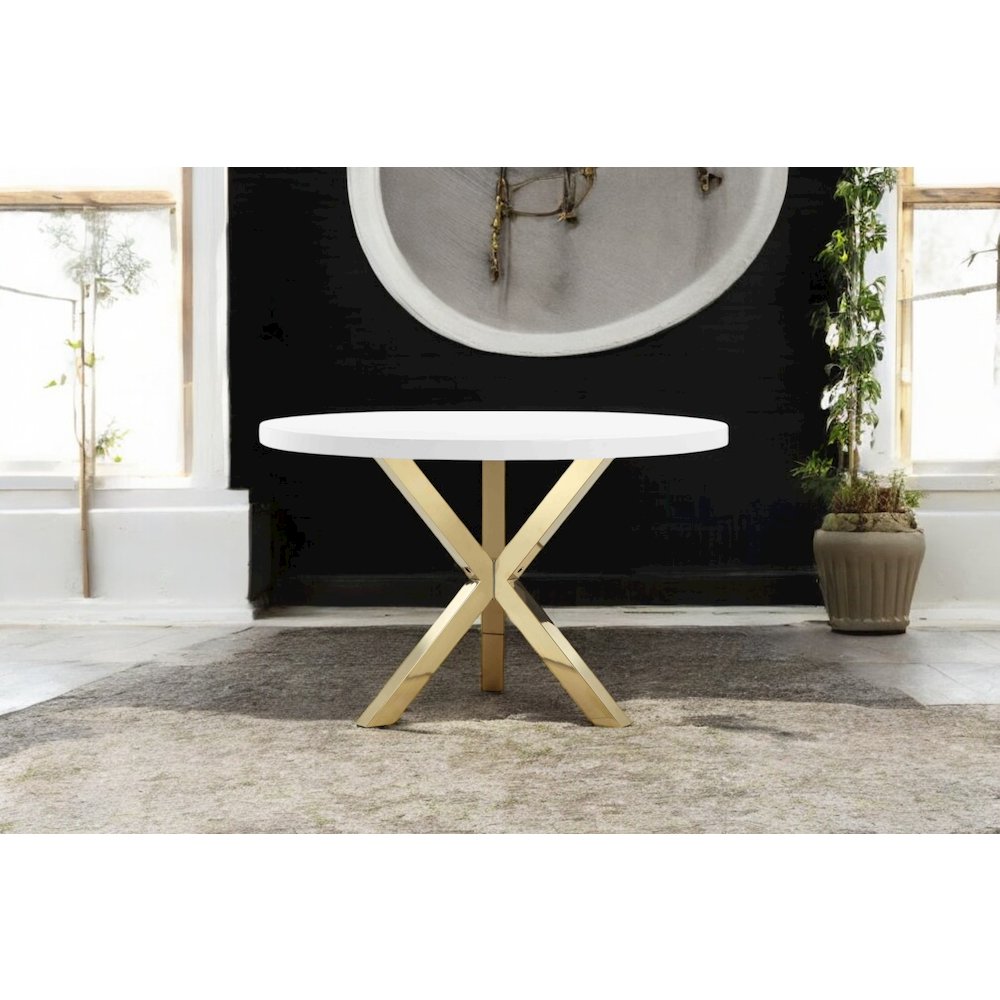 Gold Remi Dining Table White & Gold Combo. Picture 4