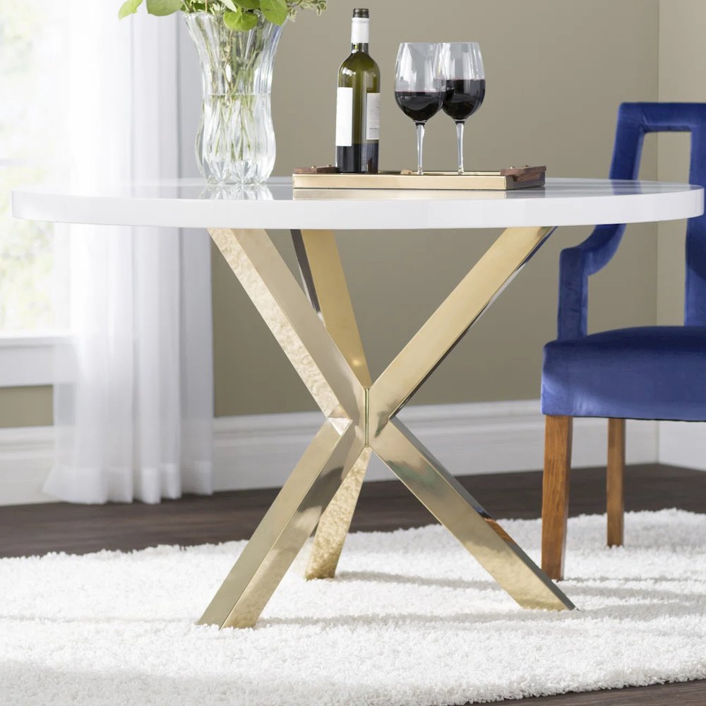 Gold Remi Dining Table White & Gold Combo. Picture 5