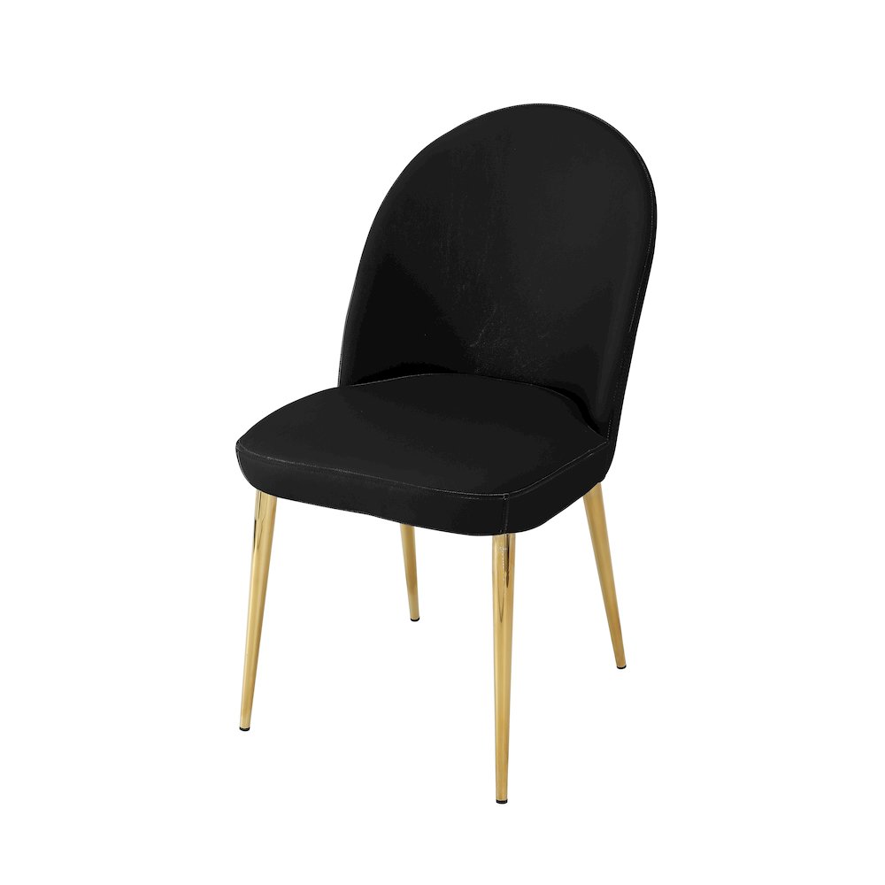 Gold Vera Chair Faux Leather Black- Set Of 2. Picture 2