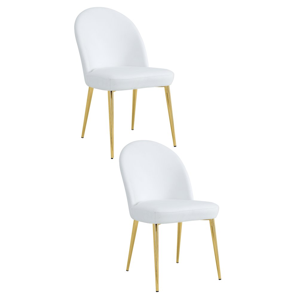 Gold Vera Chair Faux Leather White- Set Of 2. Picture 1