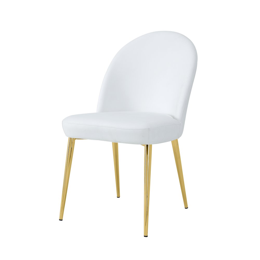 Gold Vera Chair Faux Leather White- Set Of 2. Picture 2