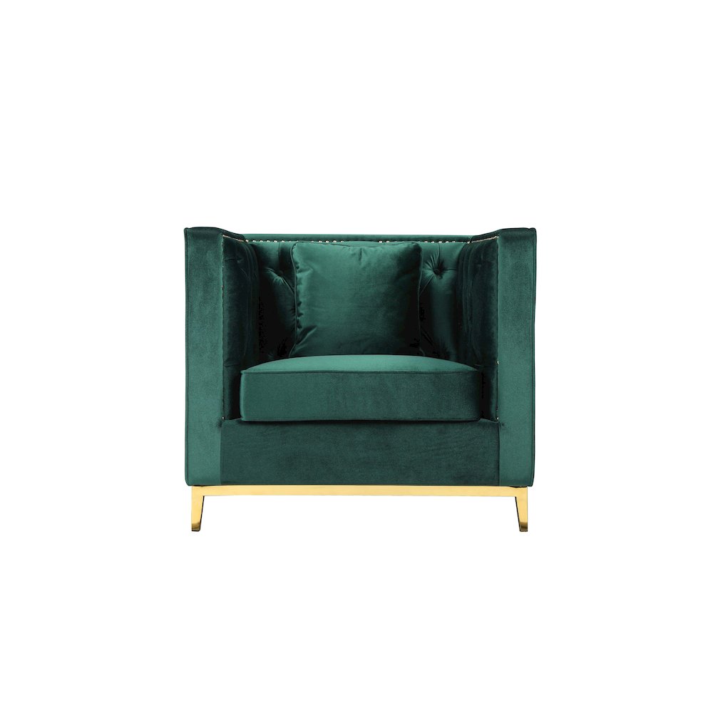 Vivienne Sofa Chair Velvet Green/Gold. Picture 1