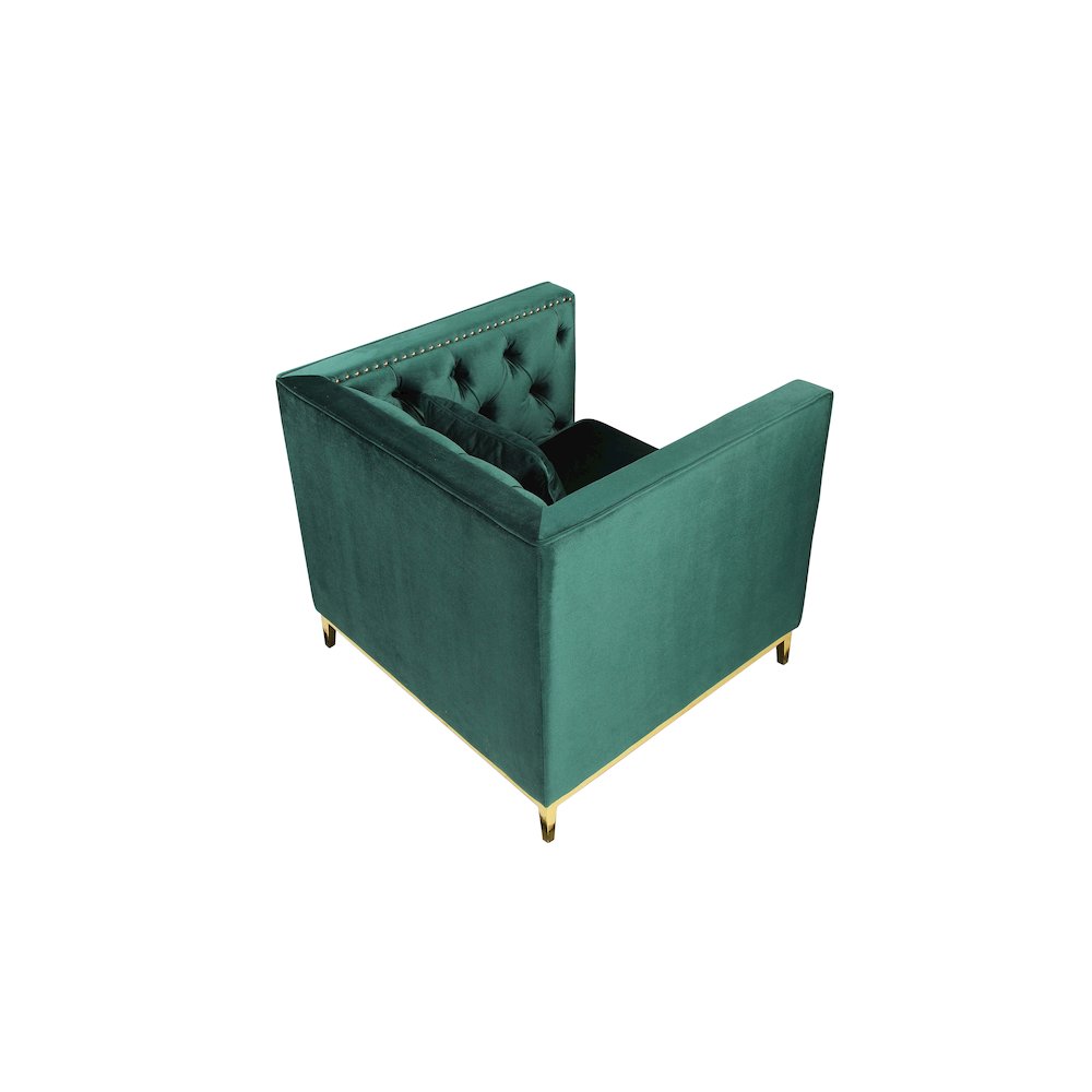 Vivienne Sofa Chair Velvet Green/Gold. Picture 3