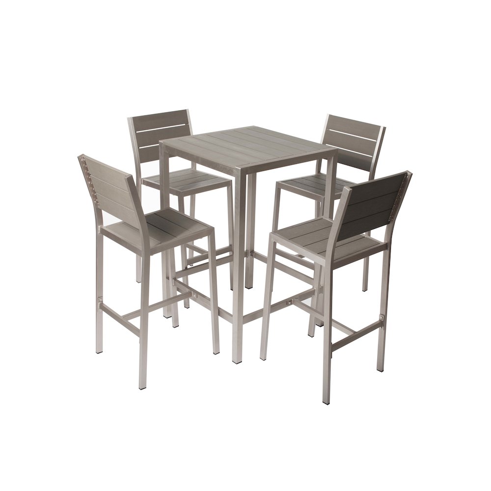 Bella 7 Piece Dining Furniture Set, Grey In Aluminum, Rope. Picture 2
