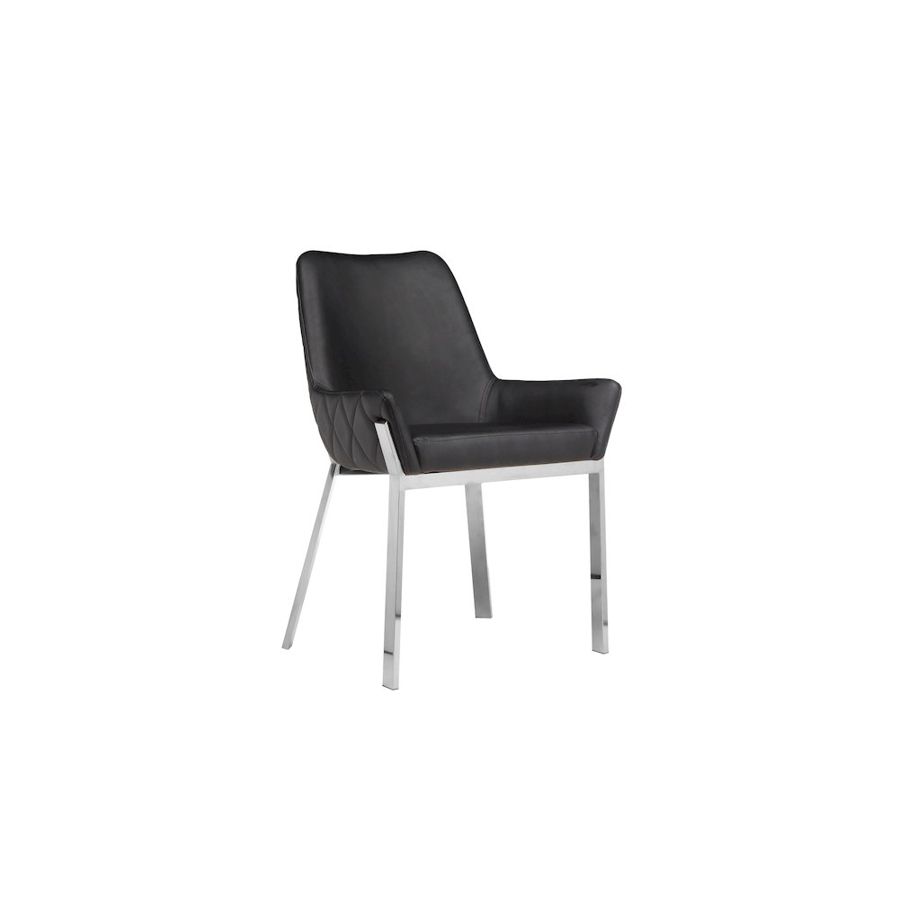 Hudson Diamond Tufted Chair Silver/Black Faux Leather - Set Of 2. Picture 2