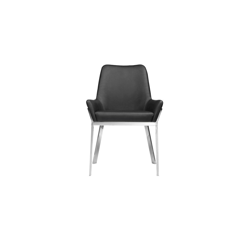 Hudson Diamond Tufted Chair Silver/Black Faux Leather - Set Of 2. Picture 3