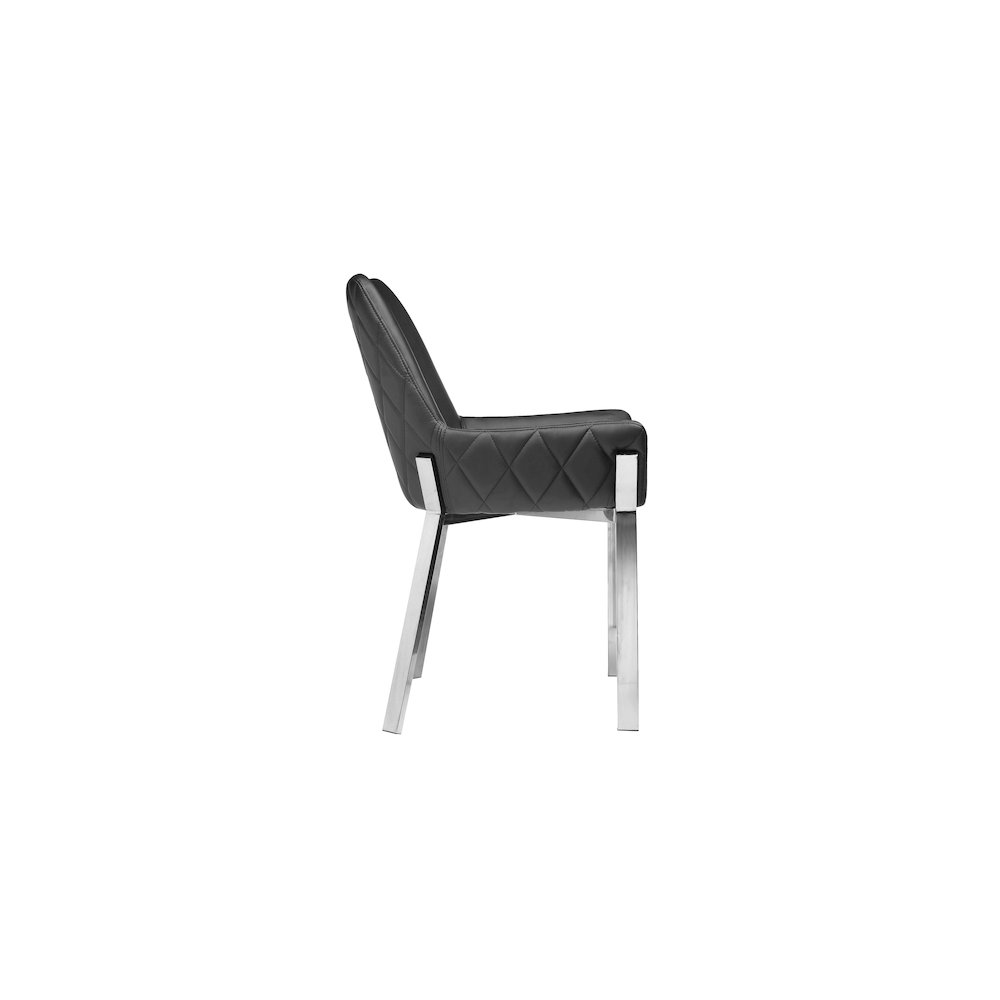Hudson Diamond Tufted Chair Silver/Black Faux Leather - Set Of 2. Picture 4